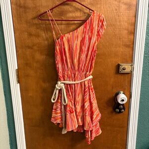 Free People Heart Shaped Face Dress Boho Fun Funky Beach Party Dance Ruffle XS